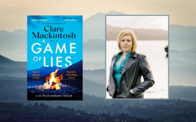 The author Clare Mackintosh and the cover of her latest book A Game of Lies