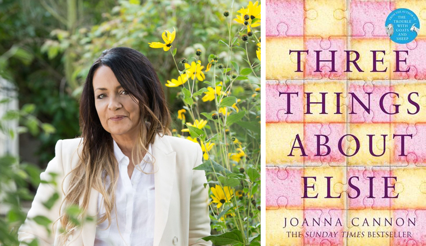 Photo of Joanna Elsie and her novel Three Things About Elsie (left)