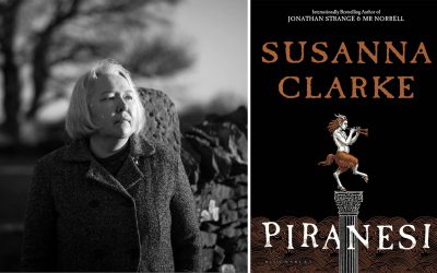 Photo of author Susanna Clarke and her novel Piranesi