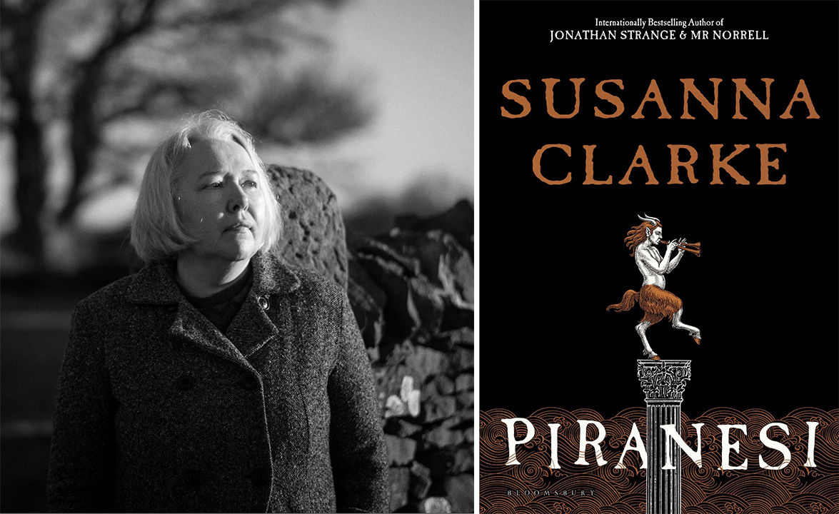 Photo of author Susanna Clarke and her novel Piranesi