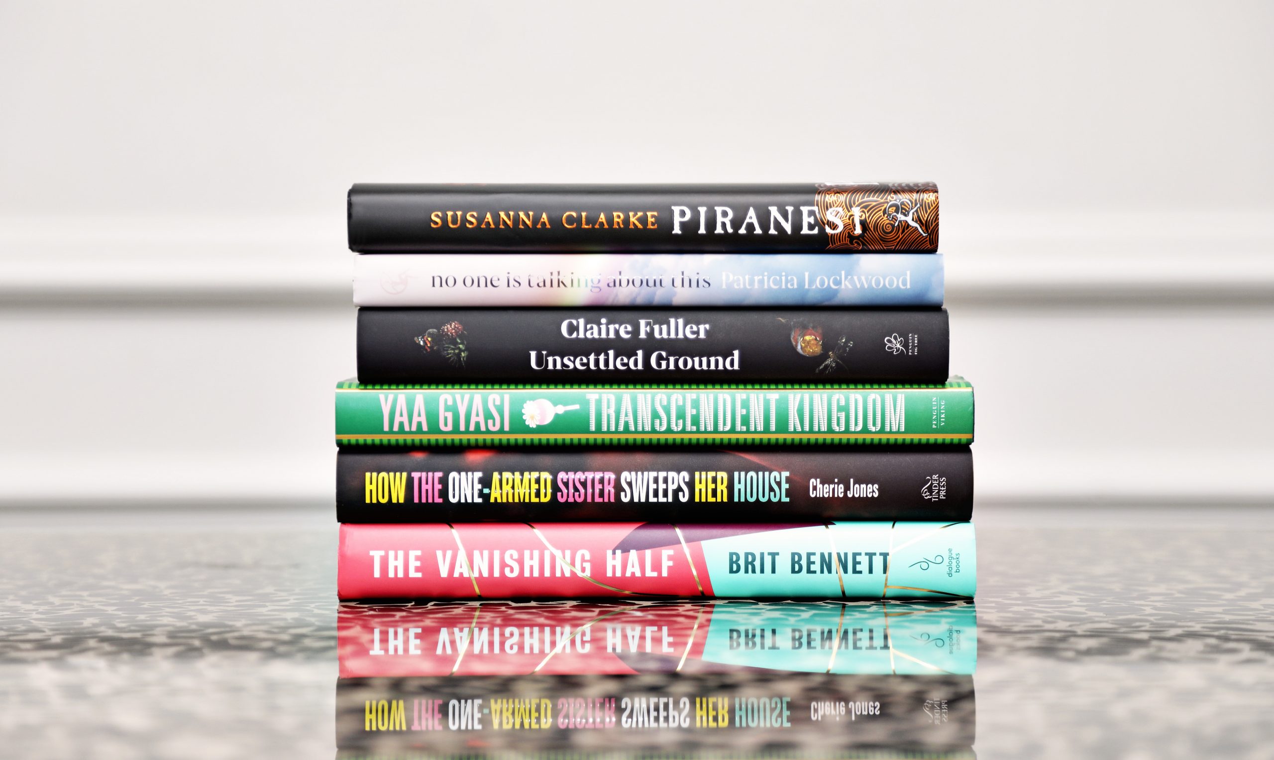 Photo of the Women's Prize Shortlisted books for a virtual literary event