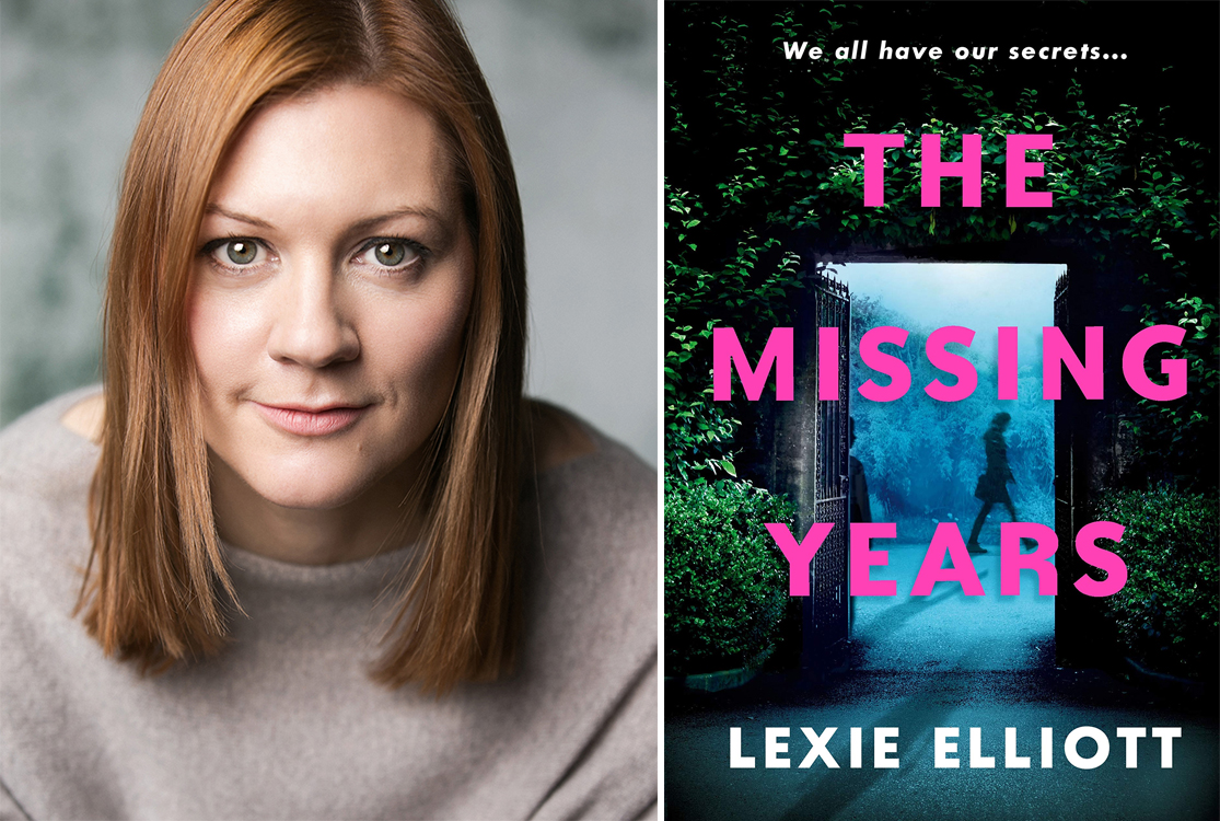 Photo of author Lexie Elliott and her novel The Missing Years